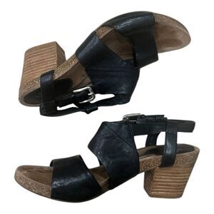 Sofft Black Leather Block Heel Melina Sandals 7.5
